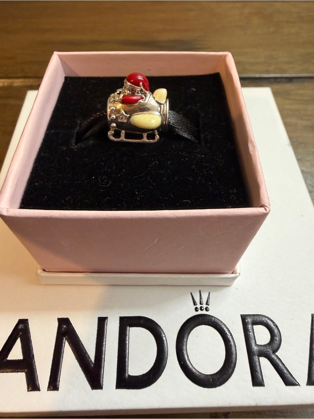 Pandora Retired Sleighing Santa Christmas Charm 792004CZ Sterling Silver